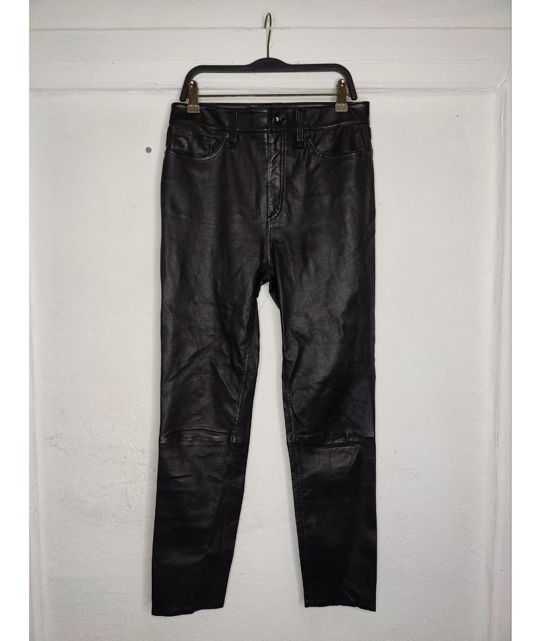 RAG&BONE Черные кожаные брюки узкие, фото 5