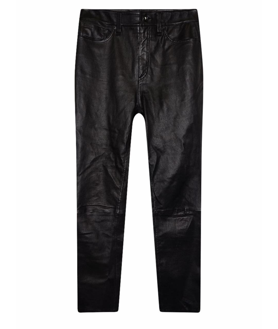 RAG&BONE Черные кожаные брюки узкие, фото 1