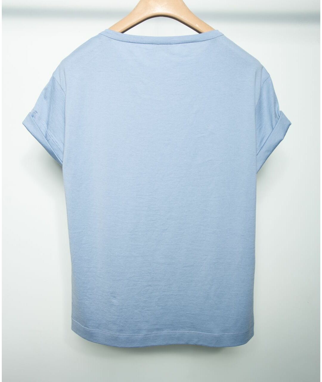 BRUNELLO CUCINELLI Голубая хлопко-эластановая футболка, фото 2