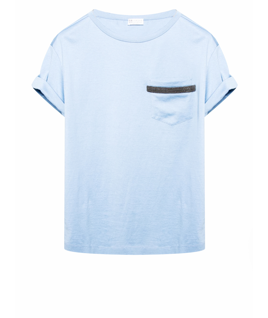 BRUNELLO CUCINELLI Голубая хлопко-эластановая футболка, фото 1