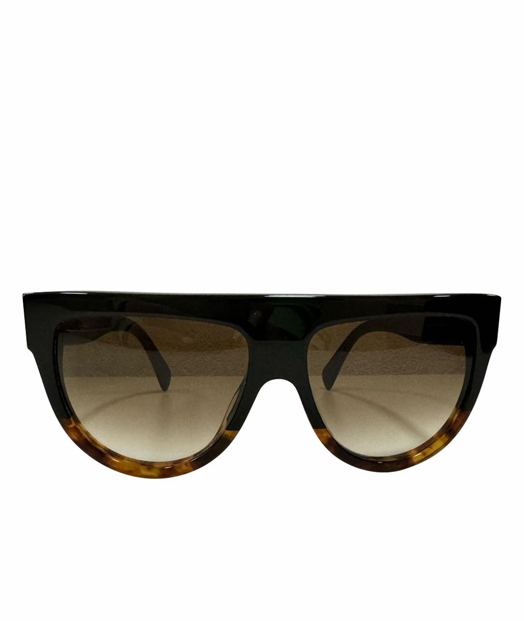 CELINE PRE-OWNED Коричневые пластиковые солнцезащитные очки, фото 1