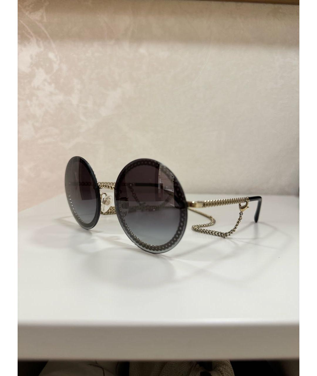 CHANEL PRE-OWNED Антрацитовые пластиковые солнцезащитные очки, фото 8
