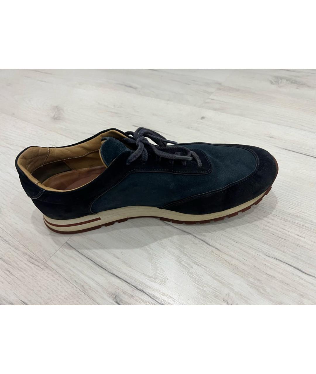 LORO PIANA Темно-синие замшевые низкие ботинки, фото 6