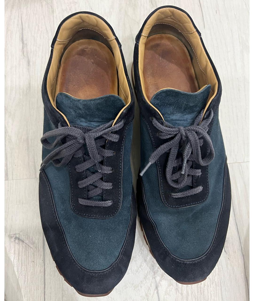 LORO PIANA Темно-синие замшевые низкие ботинки, фото 4