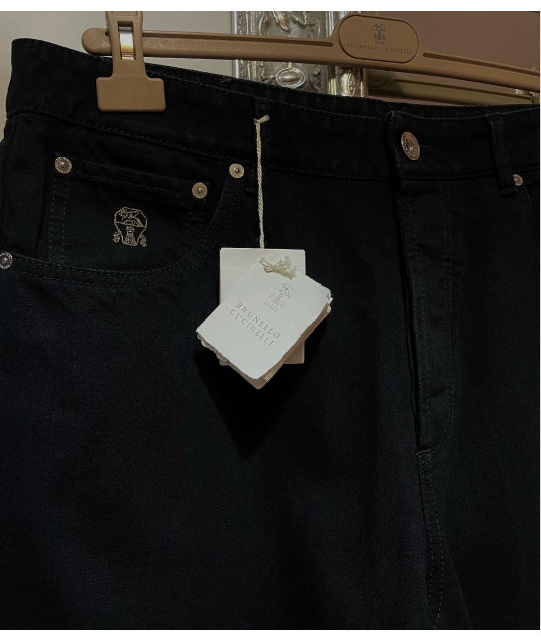 BRUNELLO CUCINELLI Черные хлопковые прямые джинсы, фото 3