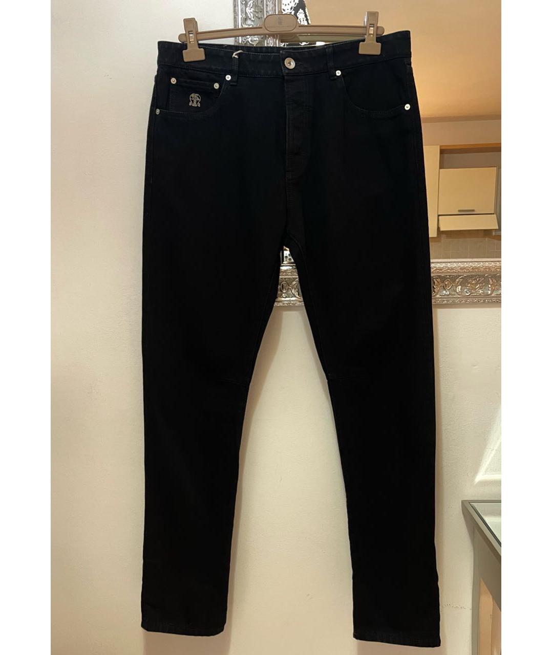 BRUNELLO CUCINELLI Черные хлопковые прямые джинсы, фото 7
