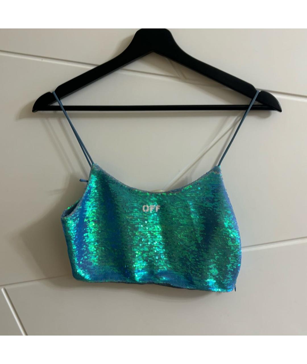 OFF-WHITE Бирюзовая майка, фото 5