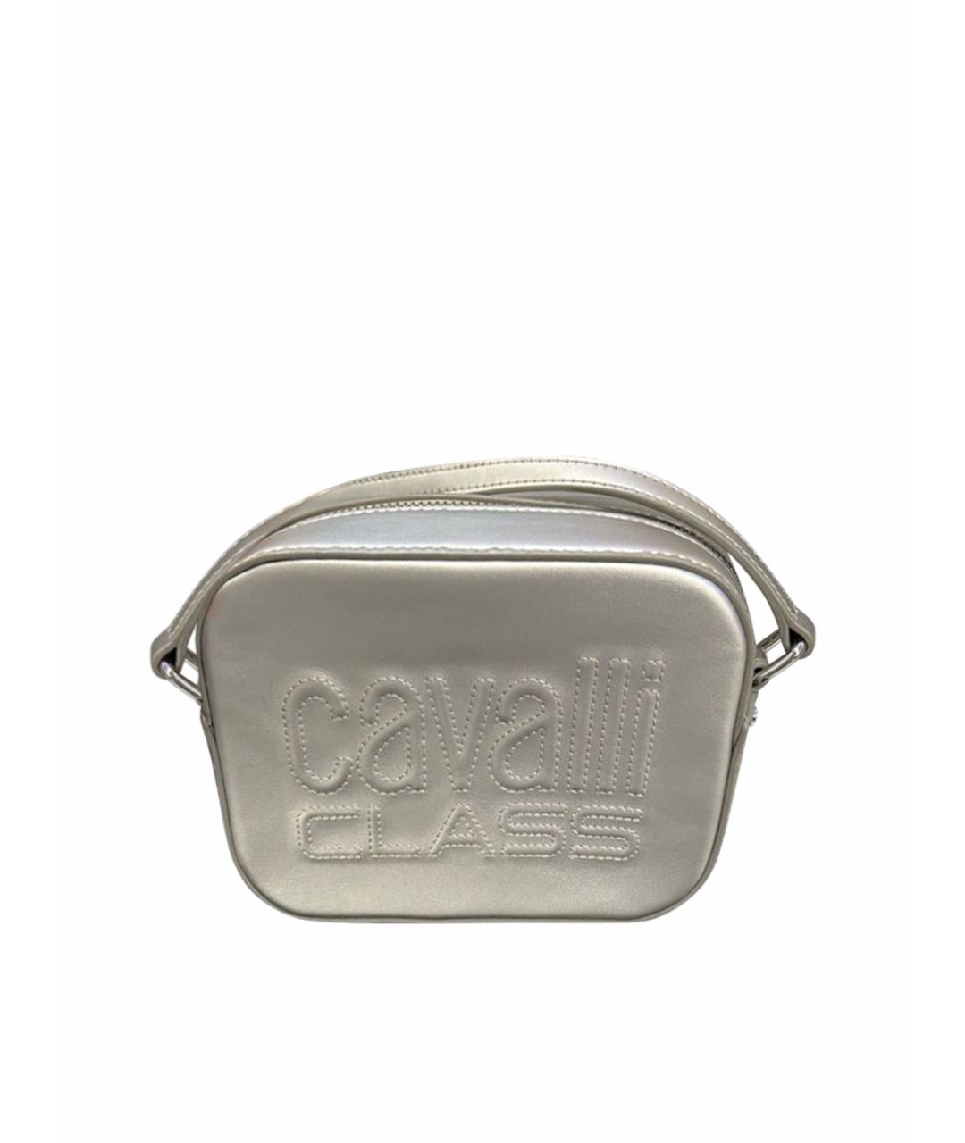 CAVALLI CLASS Серебряная кожаная сумка через плечо, фото 1