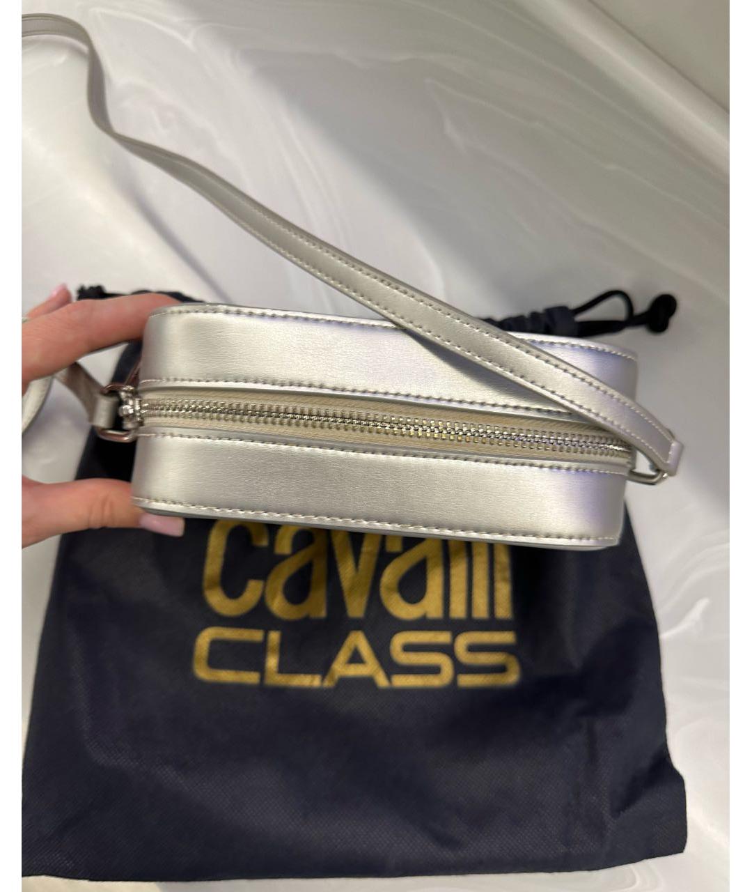 CAVALLI CLASS Серебряная кожаная сумка через плечо, фото 2