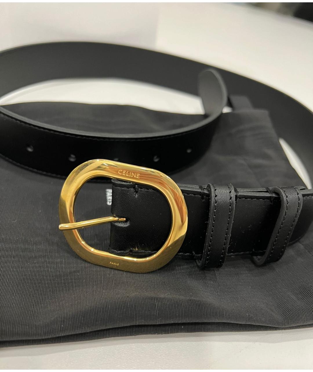 CELINE Черный кожаный ремень, фото 3