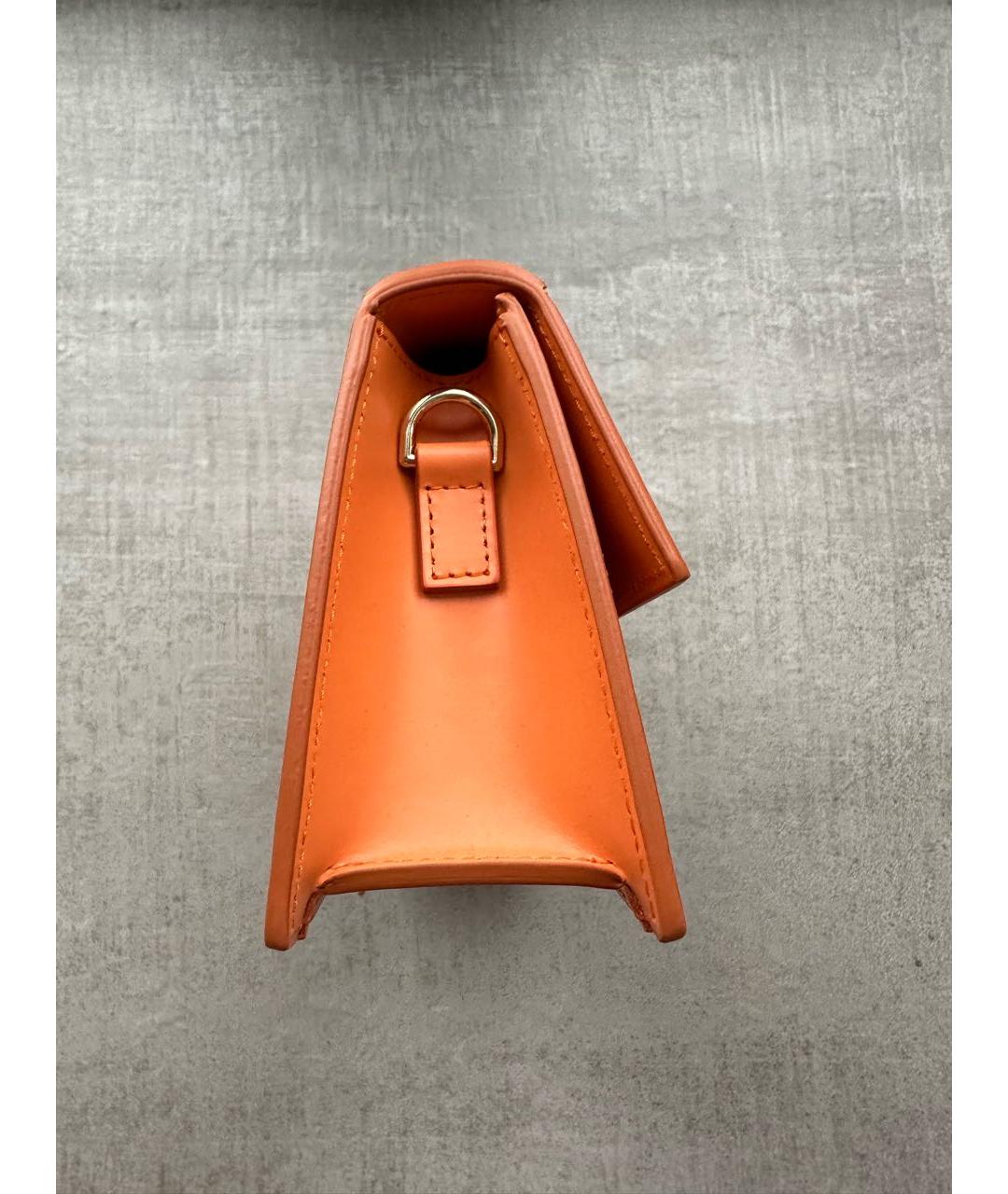 JACQUEMUS Оранжевая кожаная сумка через плечо, фото 4