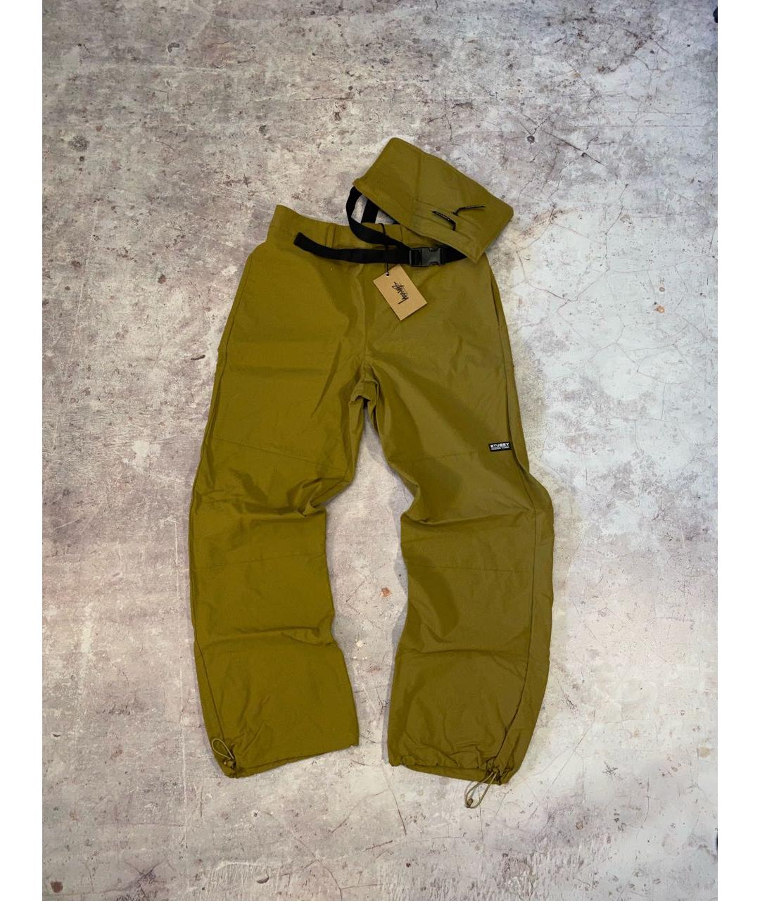 STUSSY Горчичные синтетические брюки широкие, фото 2