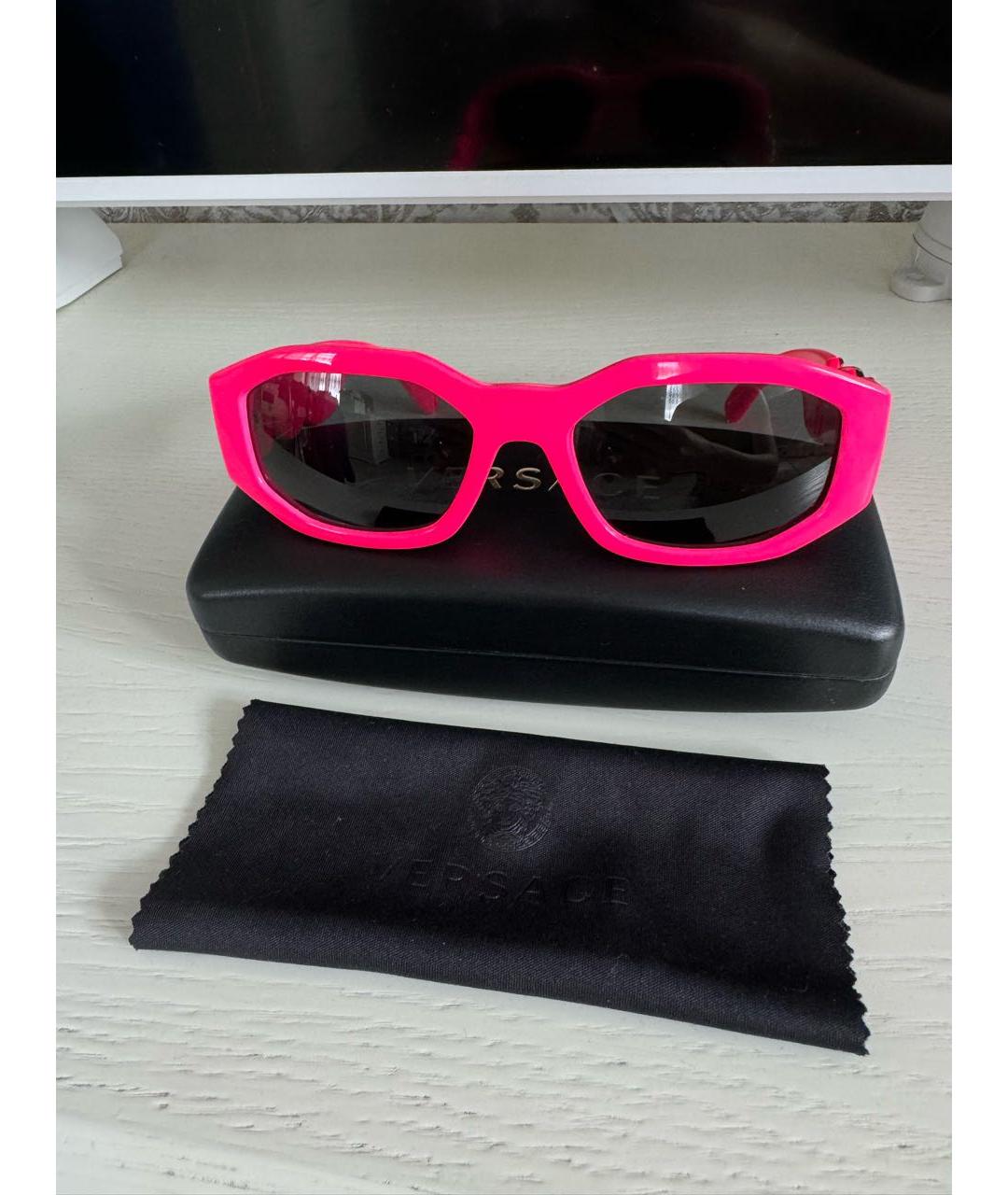 VERSACE Розовые пластиковые солнцезащитные очки, фото 5