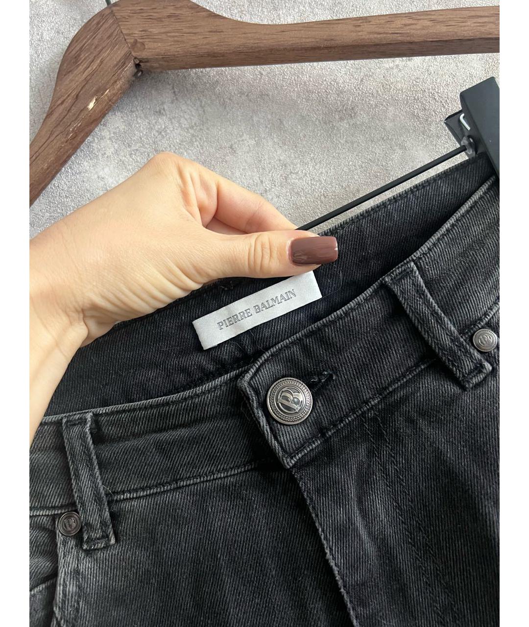 BALMAIN Антрацитовые хлопко-эластановые джинсы скинни, фото 3