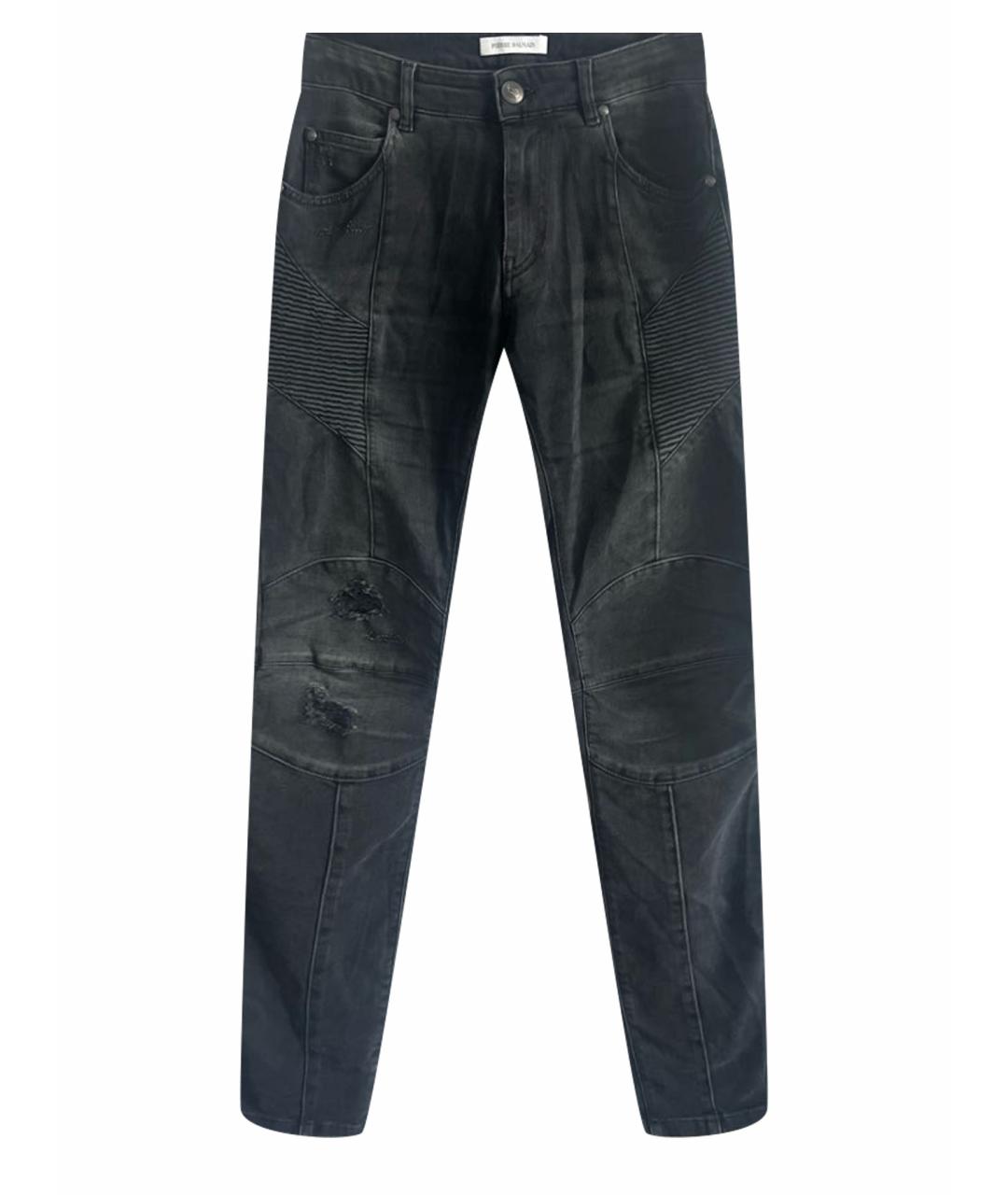 BALMAIN Антрацитовые хлопко-эластановые джинсы скинни, фото 1