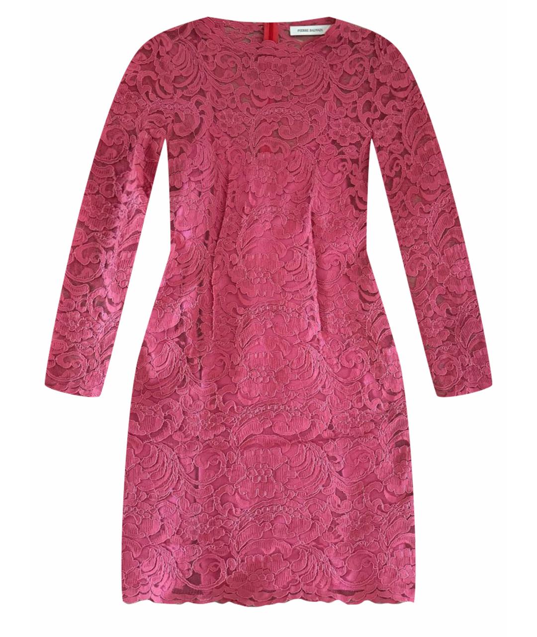 PIERRE BALMAIN Розовое кружевное коктейльное платье, фото 1