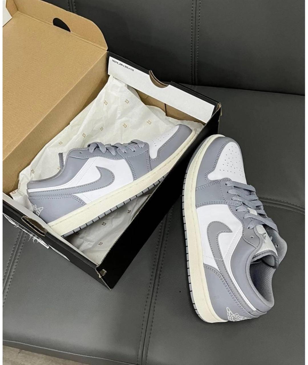 JORDAN Серые кожаные низкие кроссовки / кеды, фото 8