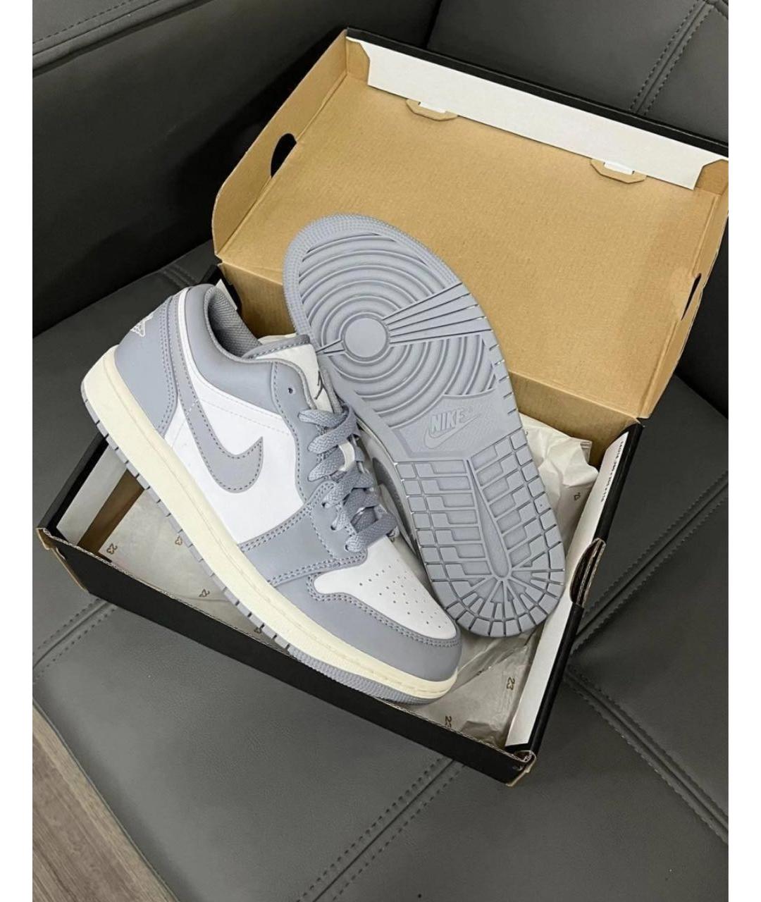 JORDAN Серые кожаные низкие кроссовки / кеды, фото 5