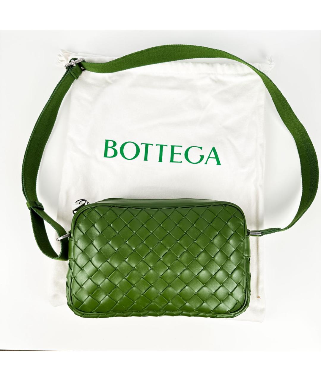 BOTTEGA VENETA Зеленая кожаная поясная сумка, фото 2
