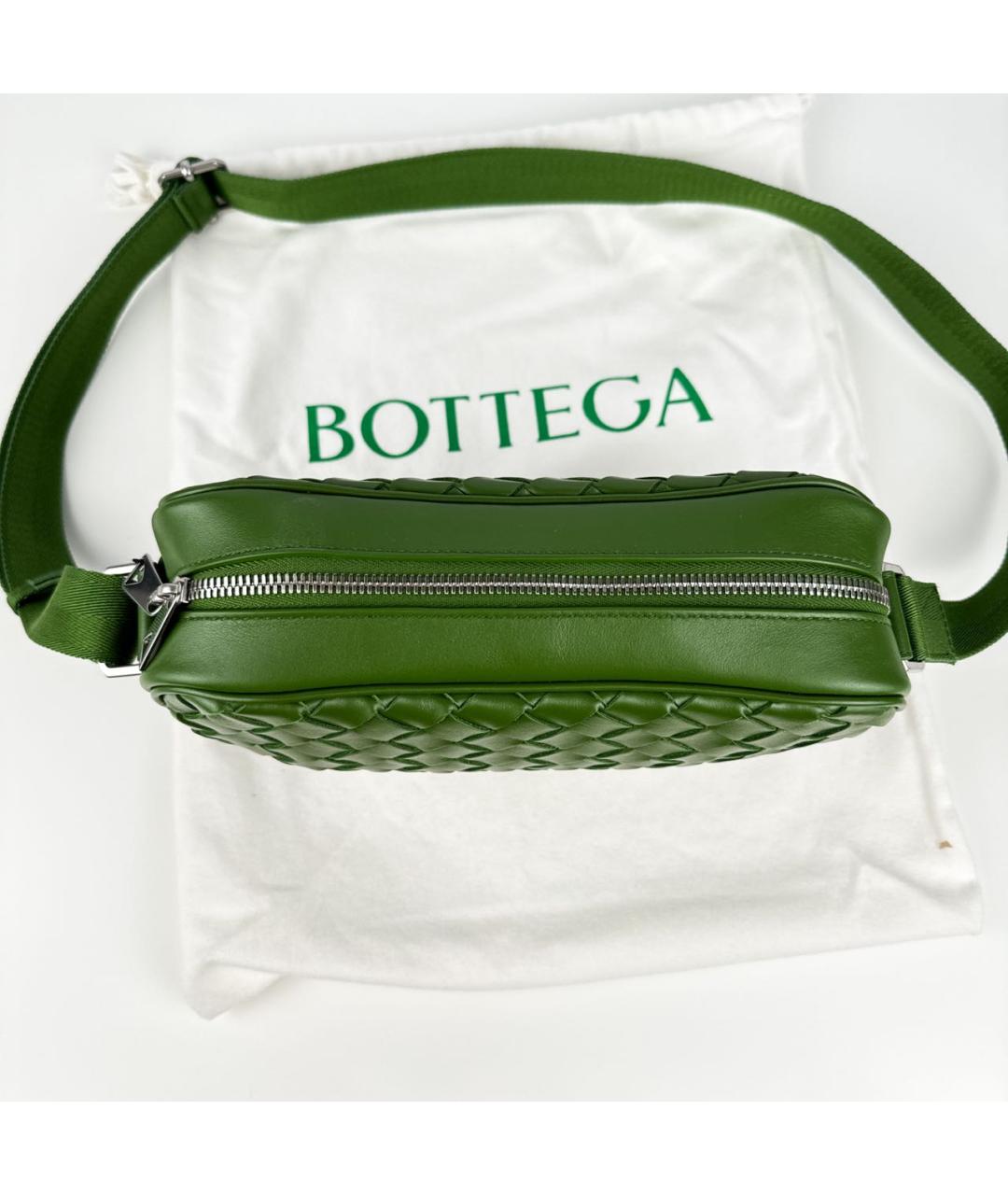 BOTTEGA VENETA Зеленая кожаная поясная сумка, фото 4