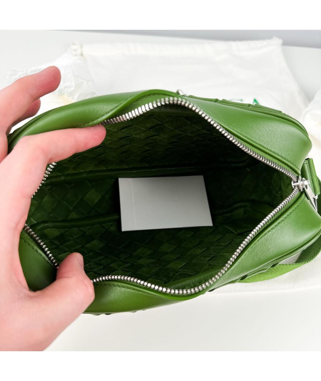 BOTTEGA VENETA Зеленая кожаная поясная сумка, фото 7