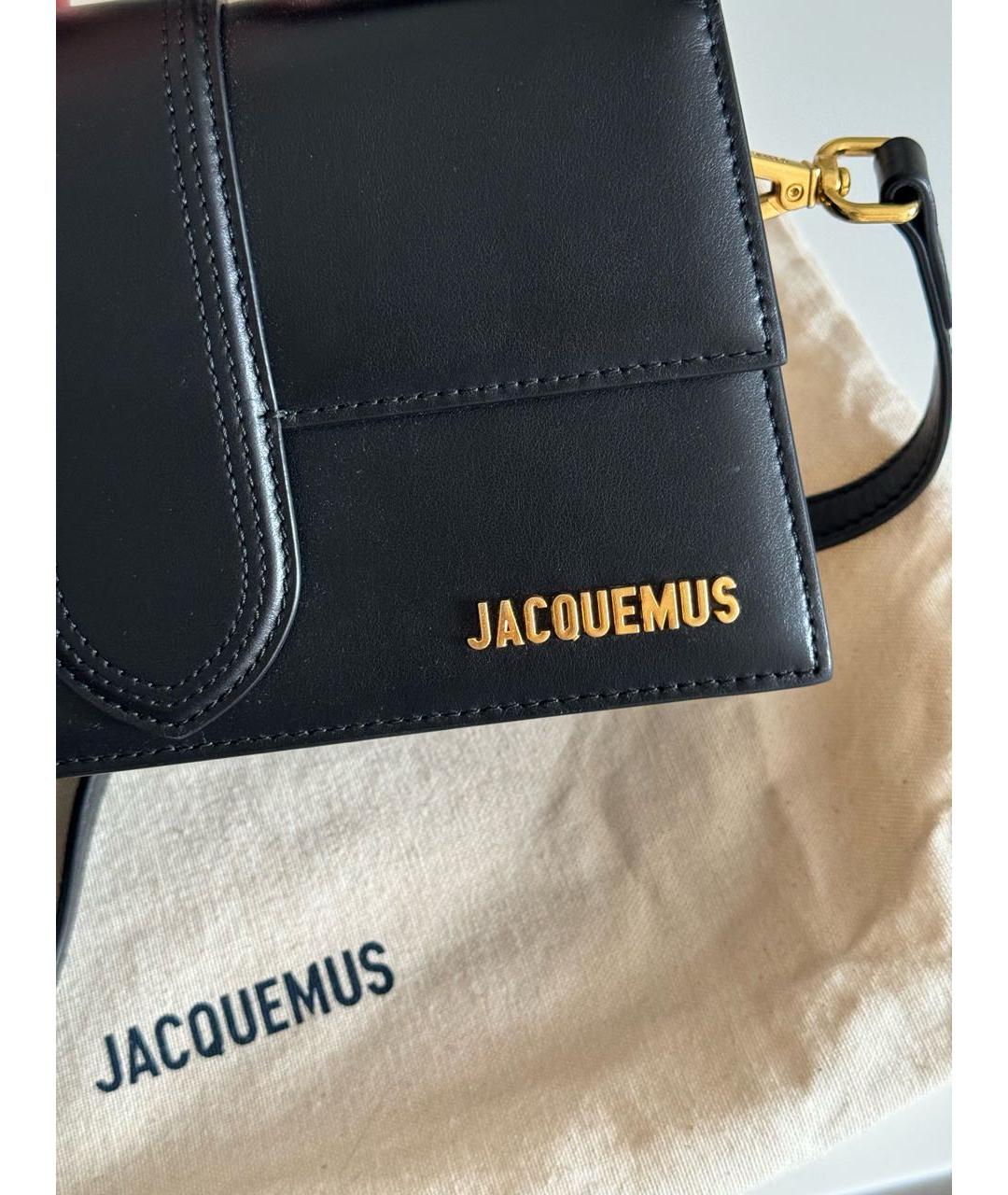 JACQUEMUS Черная кожаная сумка с короткими ручками, фото 4