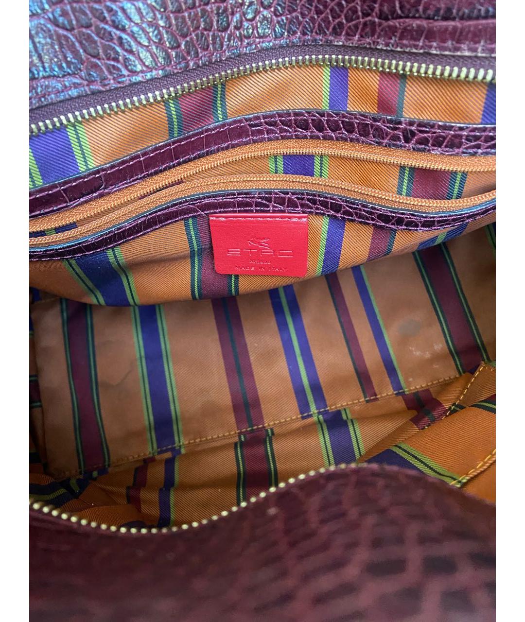 ETRO Бордовая кожаная сумка с короткими ручками, фото 6