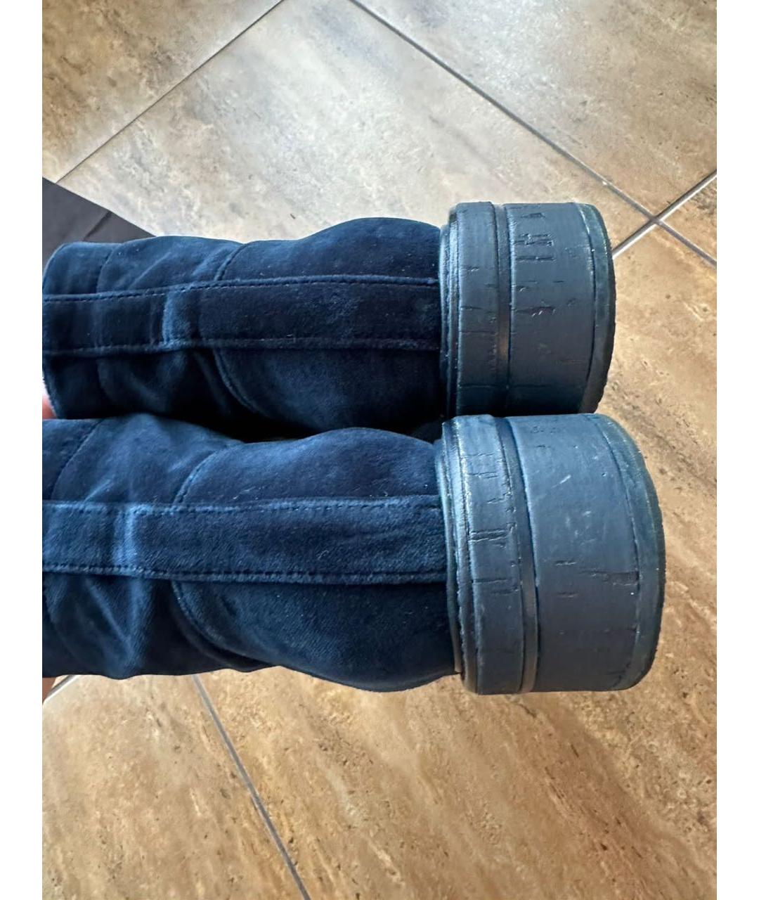 CHANEL Темно-синие бархатные ботинки, фото 4
