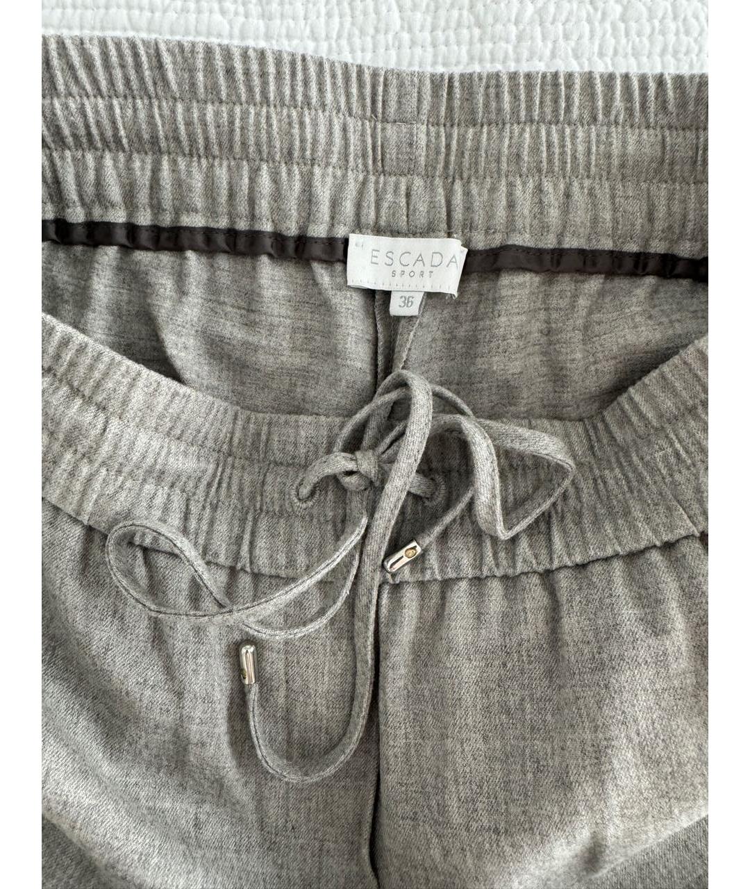ESCADA Серые шерстяные прямые брюки, фото 3