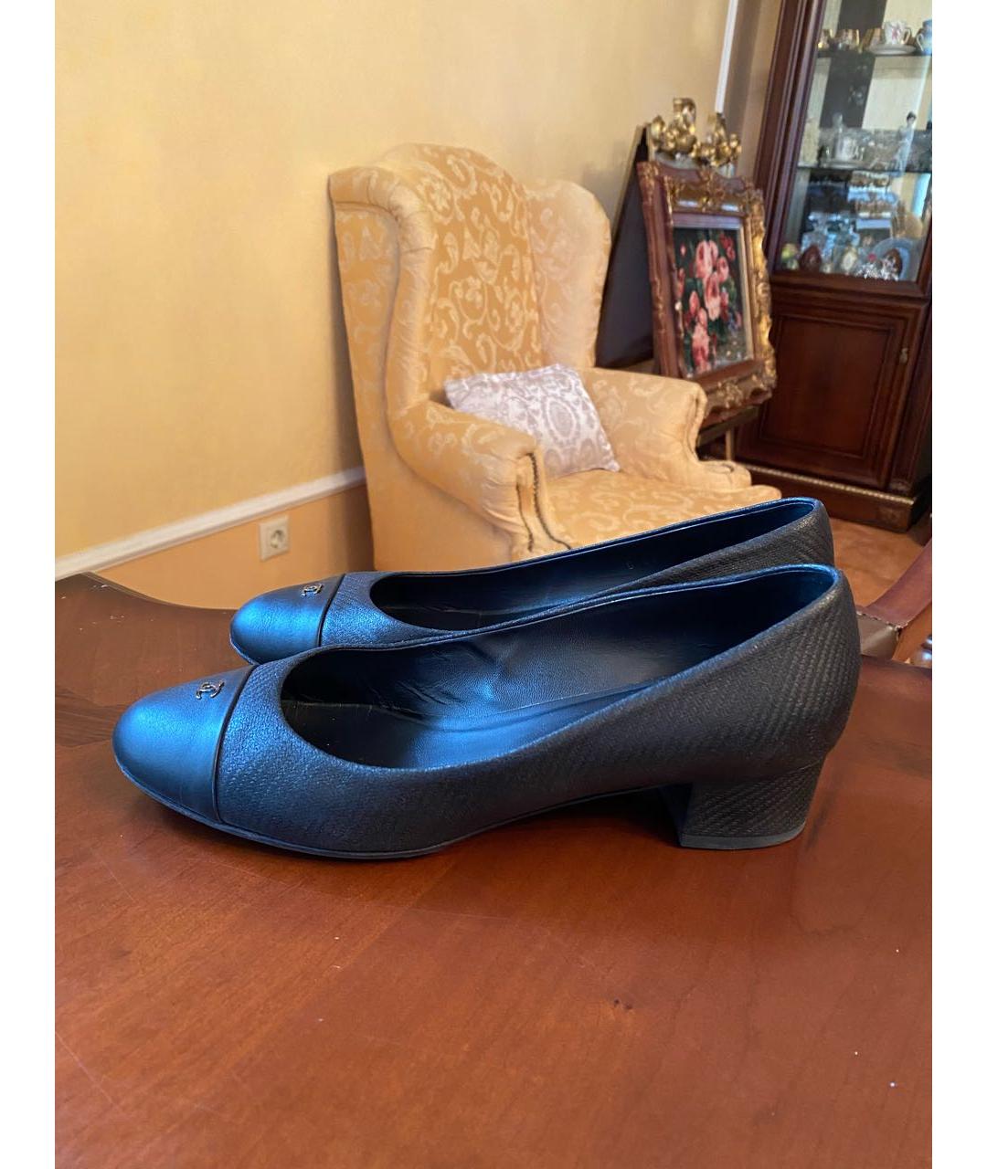 CHANEL PRE-OWNED Черные кожаные туфли, фото 8