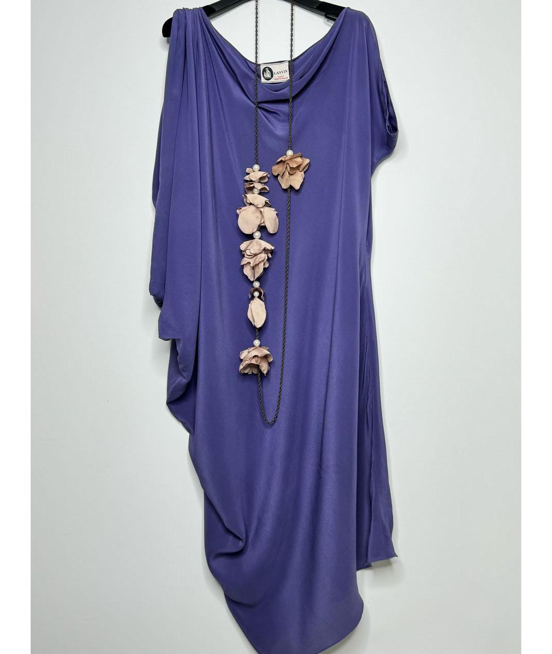 LANVIN Фиолетовое шелковое коктейльное платье, фото 2