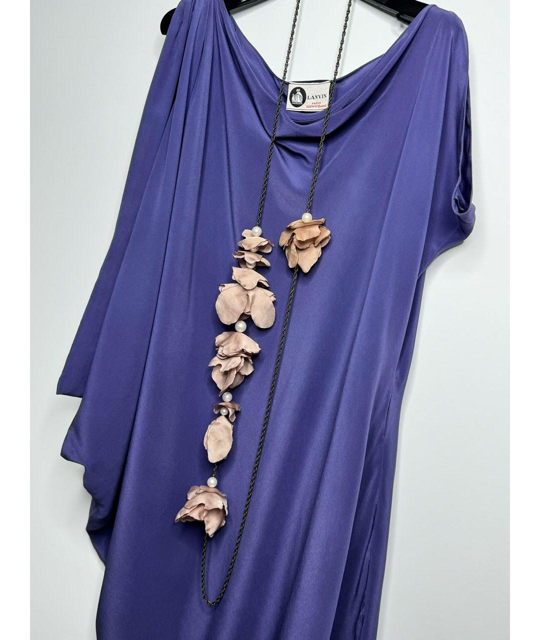 LANVIN Фиолетовое шелковое коктейльное платье, фото 6
