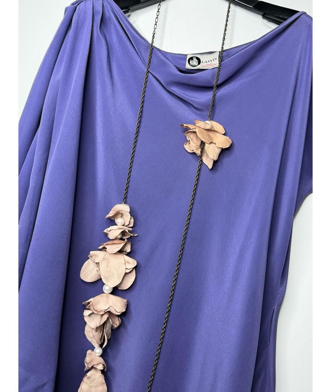 LANVIN Фиолетовое шелковое коктейльное платье, фото 7