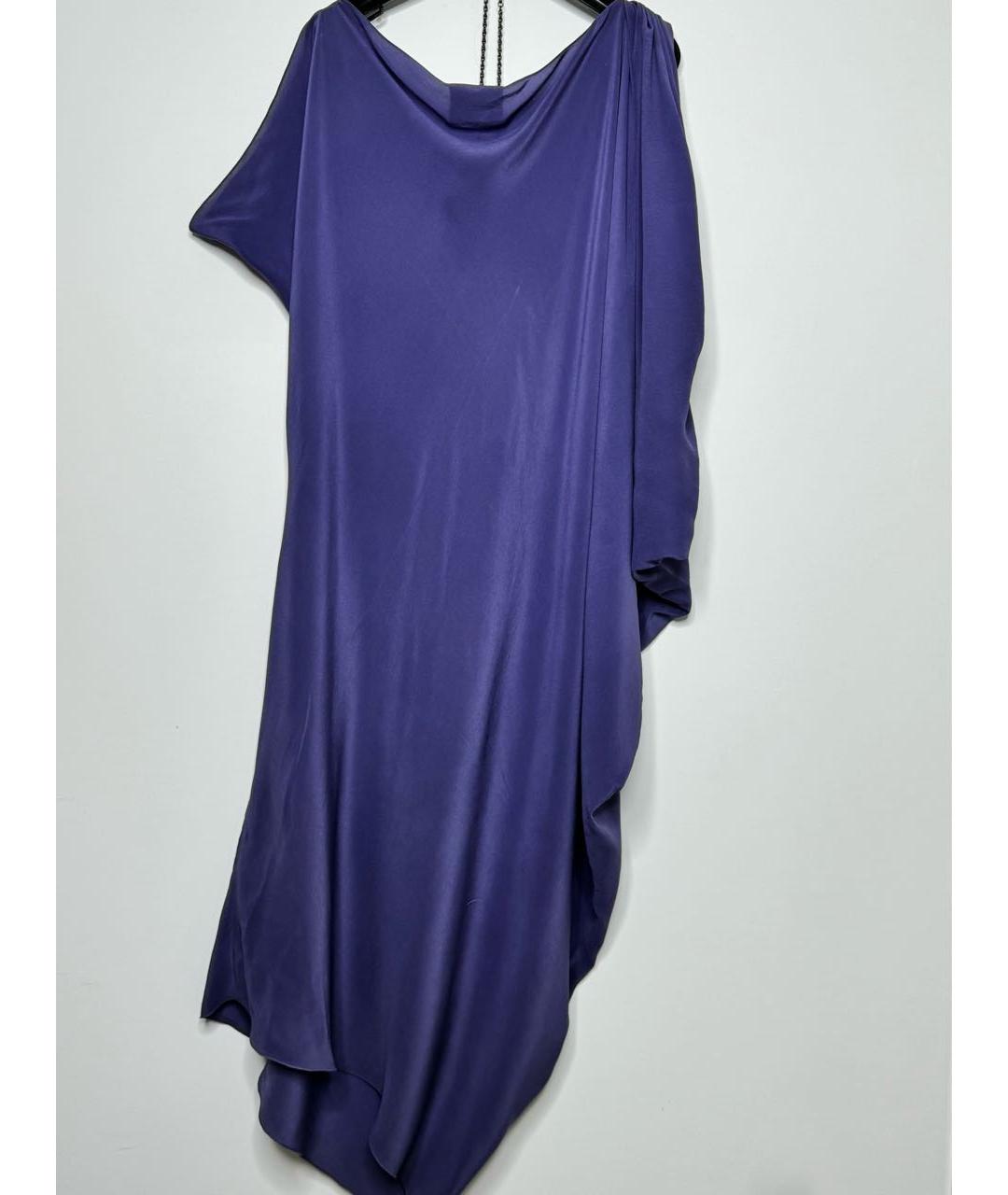 LANVIN Фиолетовое шелковое коктейльное платье, фото 3