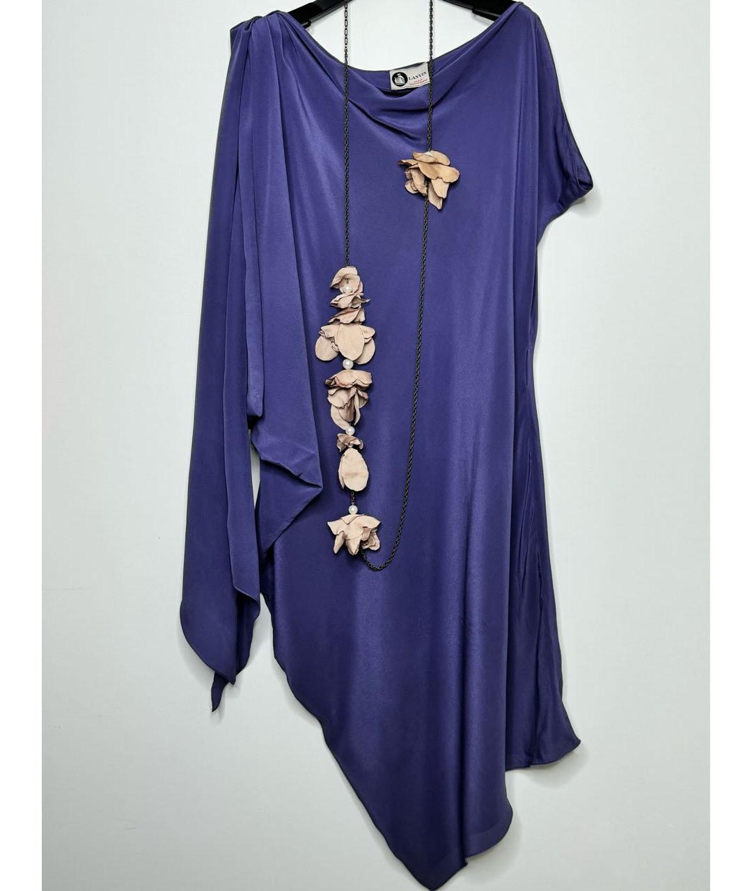 LANVIN Фиолетовое шелковое коктейльное платье, фото 8