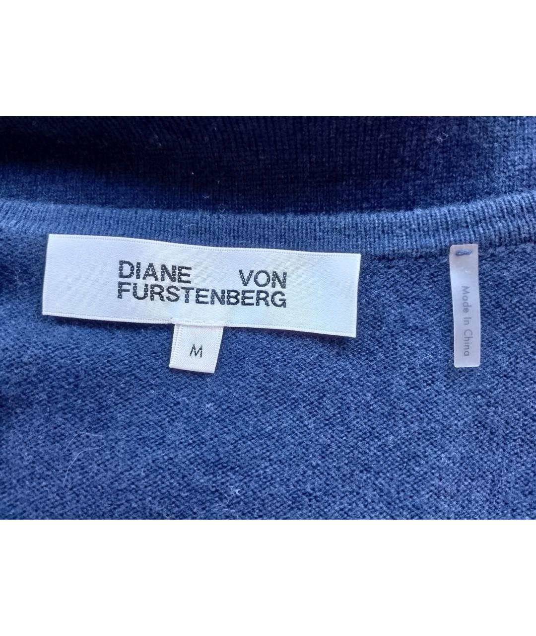 DIANE VON FURSTENBERG Темно-синее шерстяное повседневное платье, фото 6