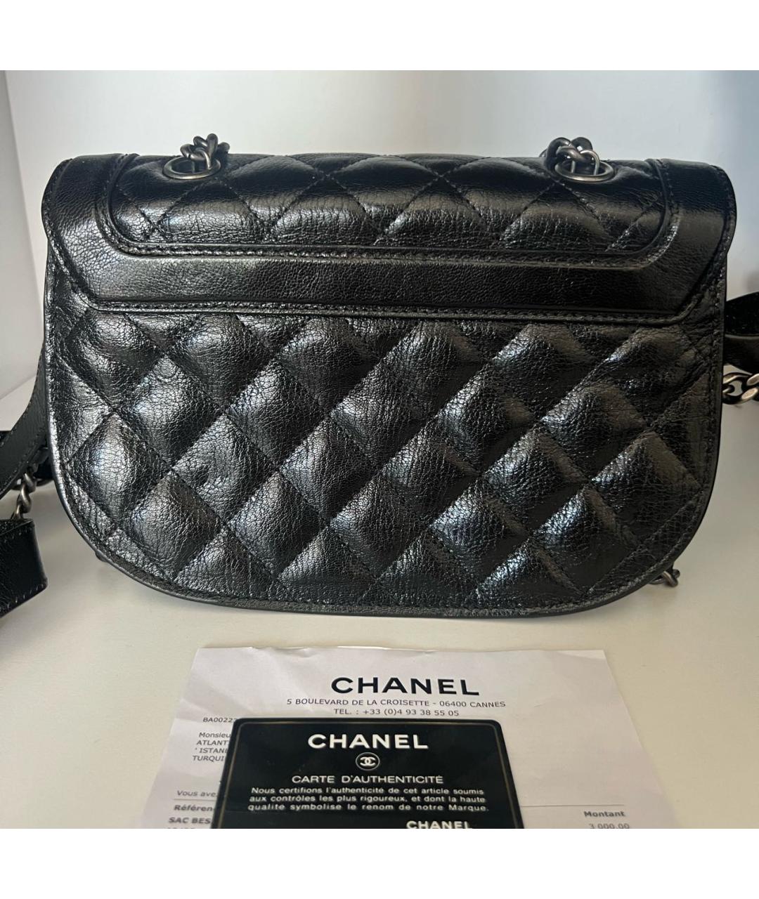 CHANEL PRE-OWNED Черная сумка через плечо из лакированной кожи, фото 4