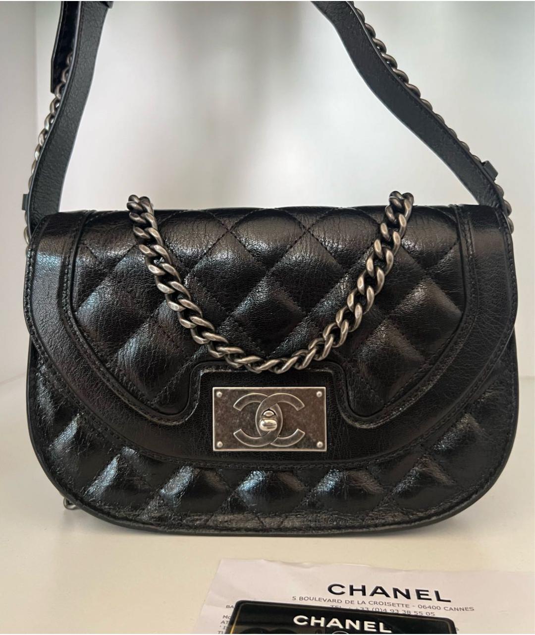 CHANEL PRE-OWNED Черная сумка через плечо из лакированной кожи, фото 9