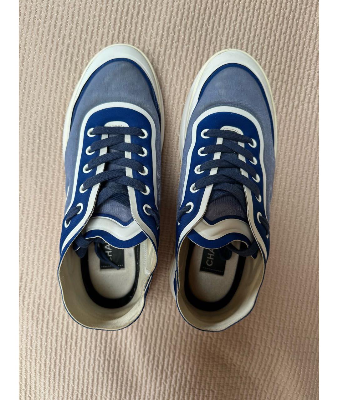 CHANEL Синие текстильные кроссовки, фото 3