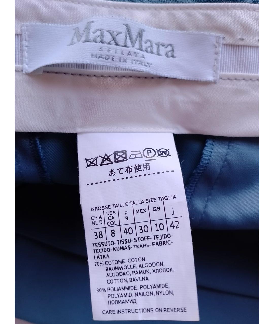 MAX MARA Голубые хлопковые брюки широкие, фото 7