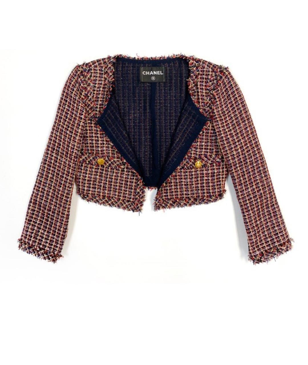CHANEL PRE-OWNED Бордовый твидовый жакет/пиджак, фото 1