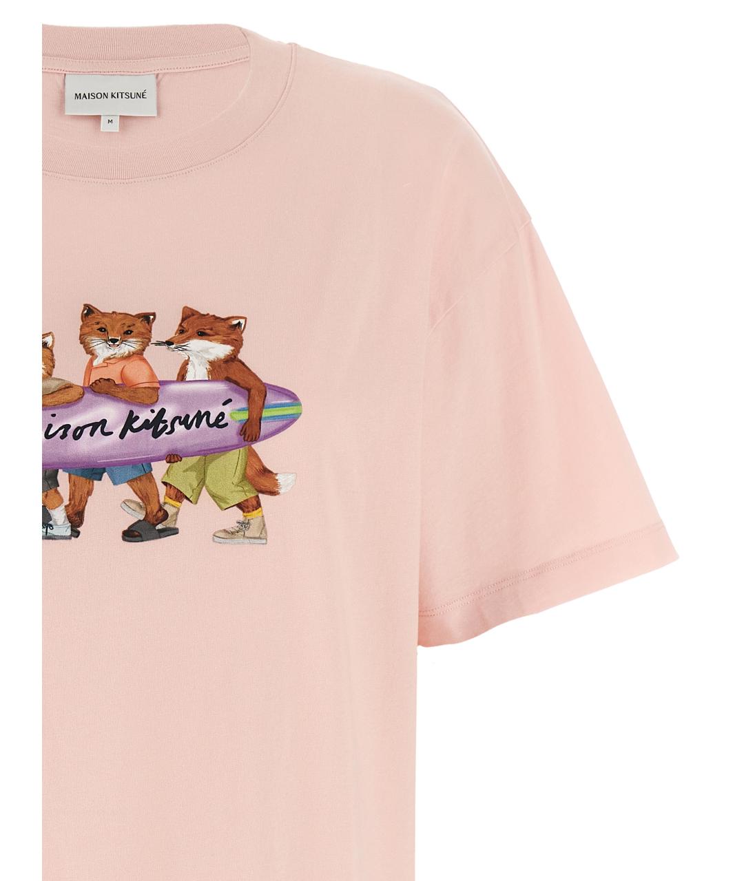MAISON KITSUNE Розовая хлопковая футболка, фото 3