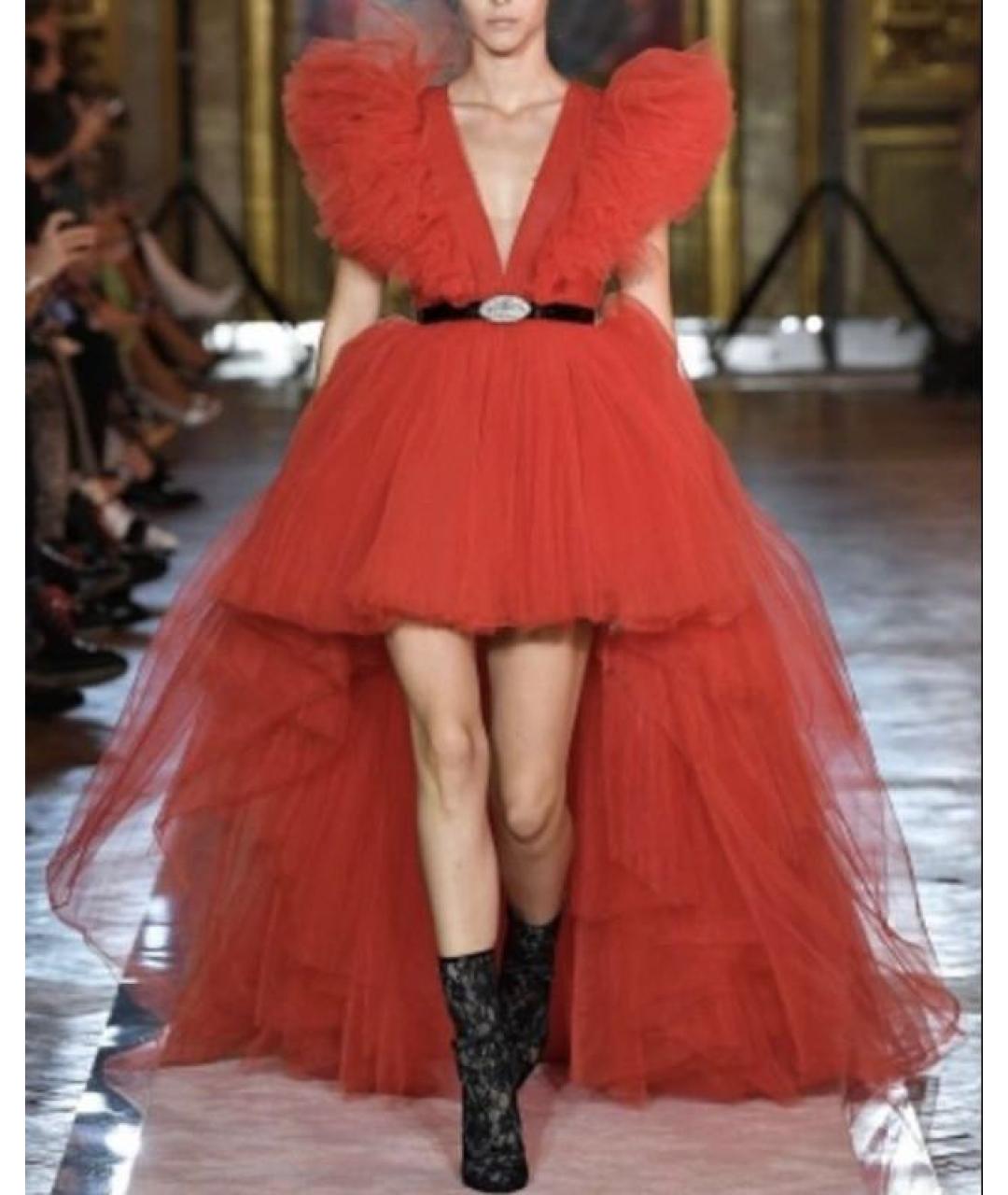 GIAMBATTISTA VALLI Красное сетчатое вечернее платье, фото 3