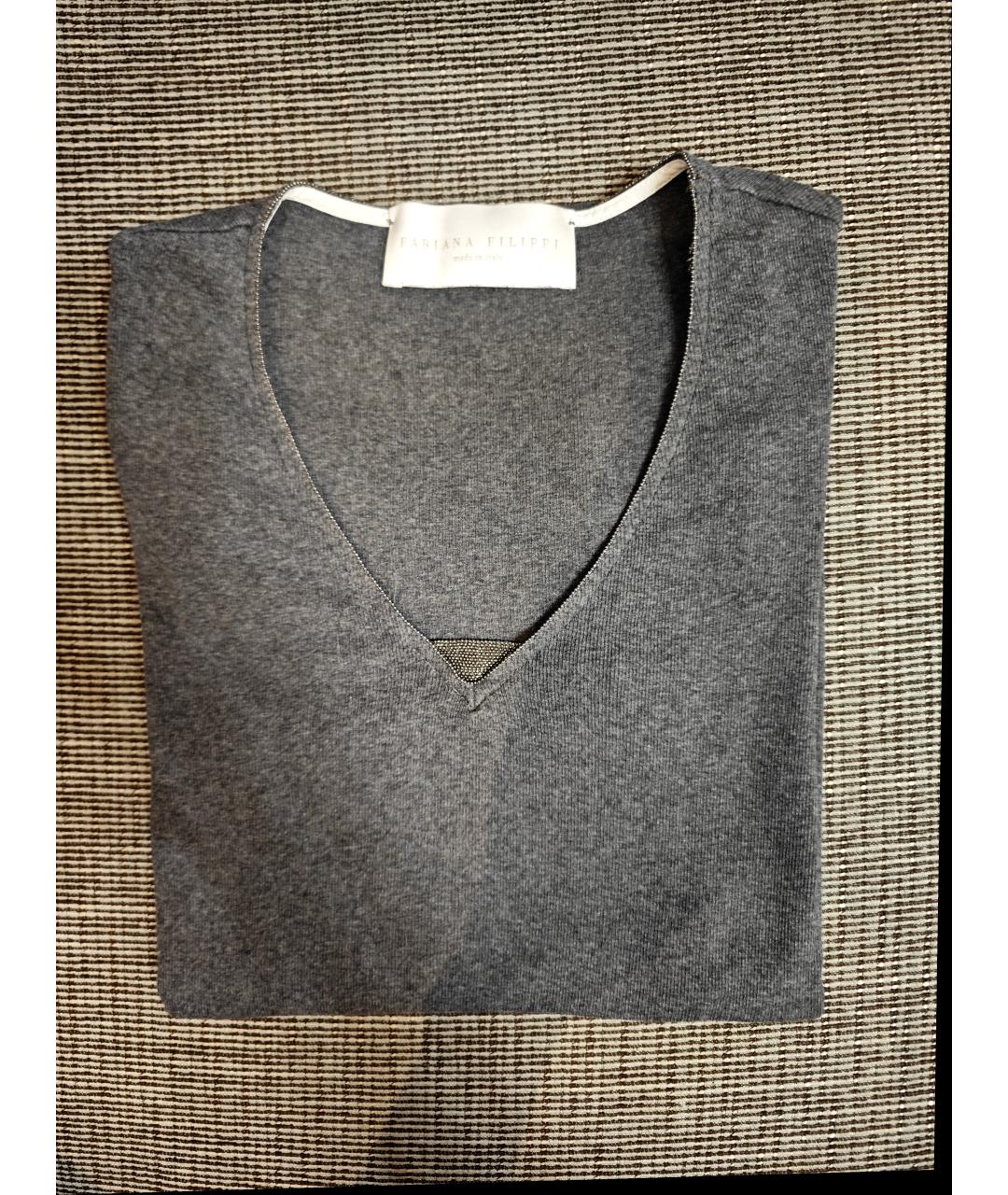 FABIANA FILIPPI Серый хлопко-эластановый джемпер / свитер, фото 2