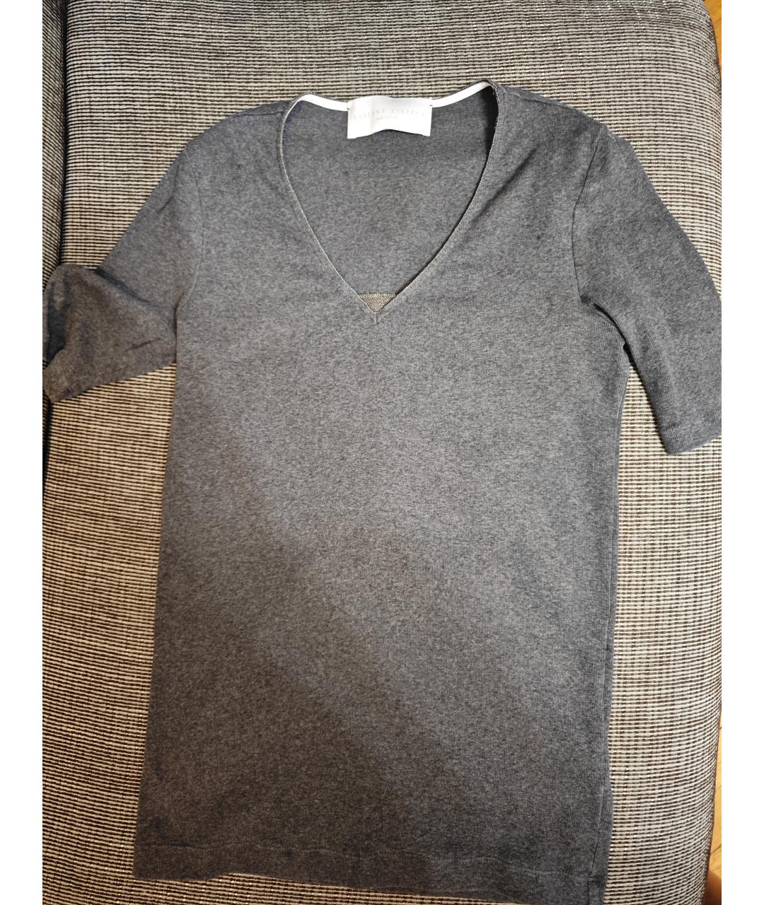 FABIANA FILIPPI Серый хлопко-эластановый джемпер / свитер, фото 3