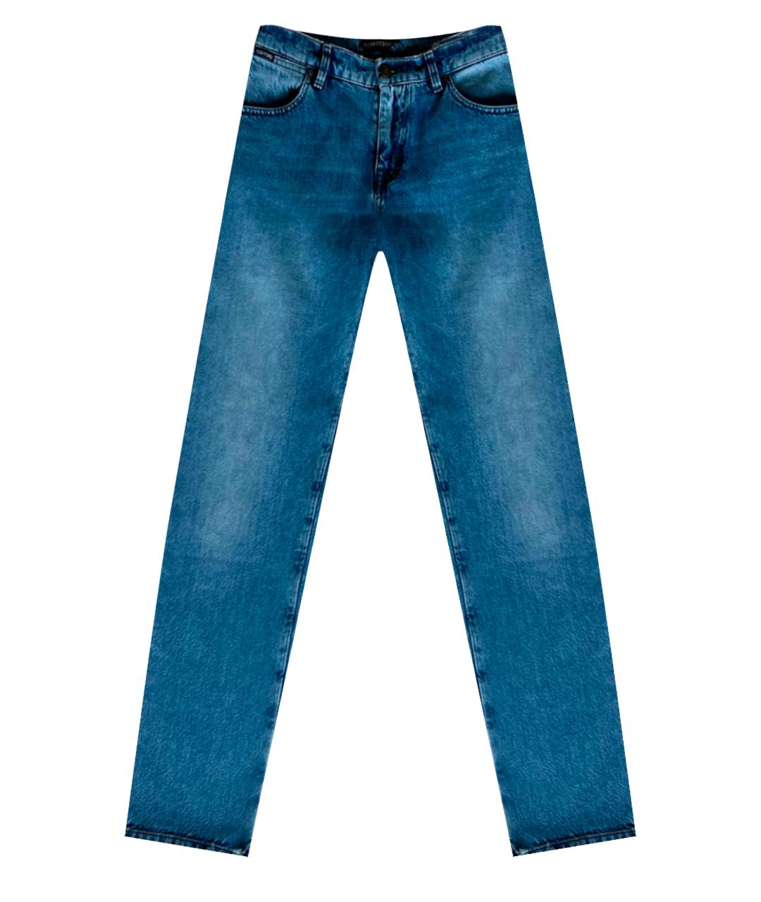 TOM FORD Синие хлопковые прямые джинсы, фото 1