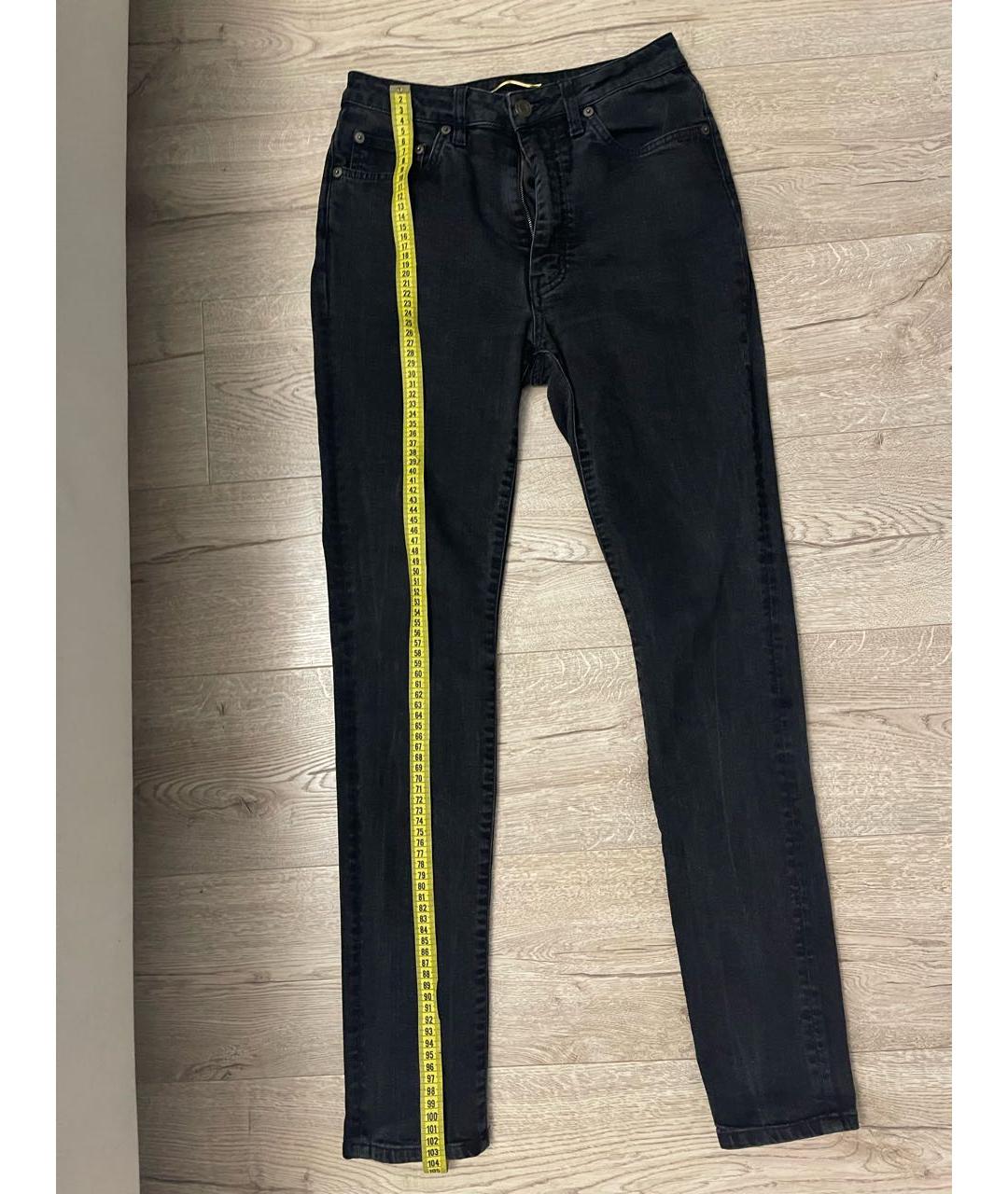 SAINT LAURENT Черные хлопко-эластановые джинсы слим, фото 2