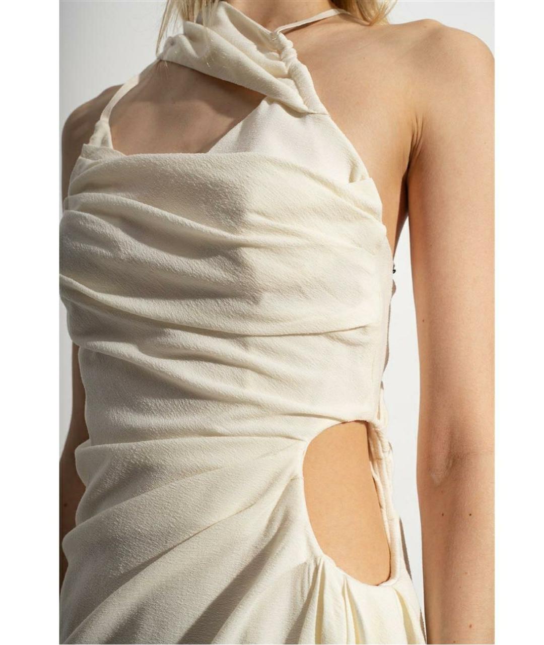JACQUEMUS Белое шерстяное коктейльное платье, фото 5