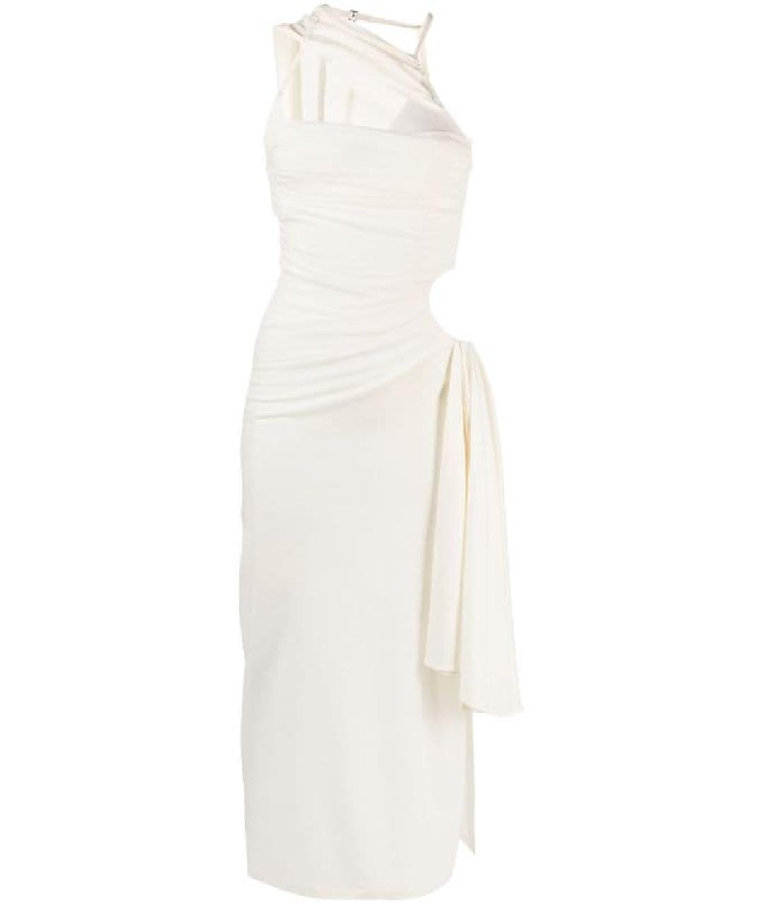 JACQUEMUS Белое шерстяное коктейльное платье, фото 1
