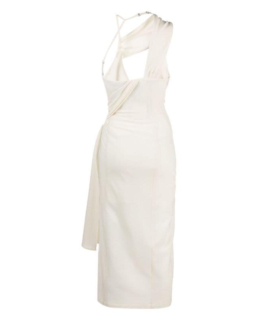 JACQUEMUS Белое шерстяное коктейльное платье, фото 2